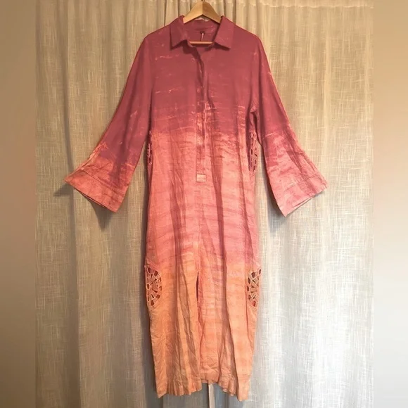 loose linen dress with pockets Gray Linen Dress with Belt main image 0